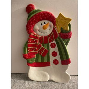 Fitz and Floyd Vintage Folk Snowman Platter or Wall Hanging  # 1373